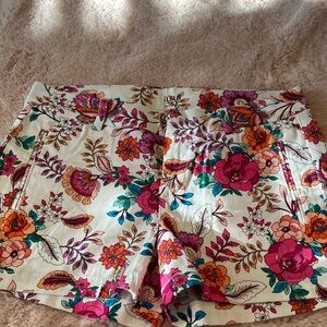 a.n.a Floral Print Women's Shorts - Cream with Pink, Orange & Teal